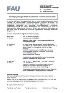 Zum Artikel "Rechtspsychologisches Kolloquium im Sommersemester 2022"